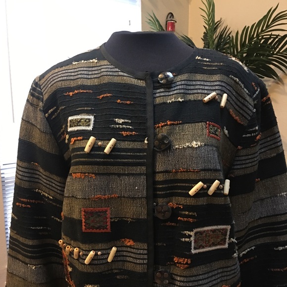 Indigo Moon Jacket Blazer Artisan Woman’s SZ L - Picture 3 of 7